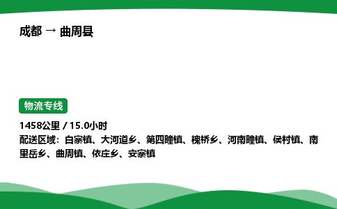 成都到曲周县物流公司-整车运输专线省时省心「安全快捷」